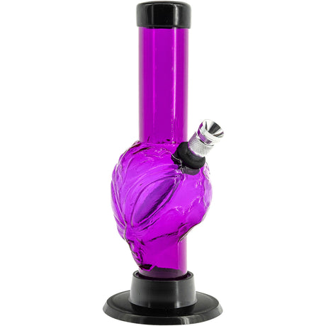 JM Plastics Mini Skull Acrylic Bong in Purple - 6" Tall, Durable Water Pipe - Front View