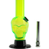 JM Plastics Mini Alien Head Acrylic Bong in Neon Green - 6" Tall with Metal Bowl