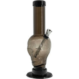 JM Plastics Acrylic Skull Bong in Black, 9-12" Tall, Durable Water Pipe with Metal Bowl - Front View