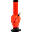 JM Plastics Acrylic Skull Bong in Orange, 9-12" Tall, Front View on White Background