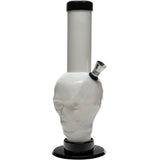 JM Plastics Acrylic Skull Bong in White, 9-12 Inch Options, Front View on Seamless White Background