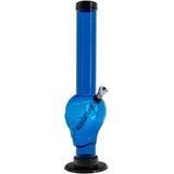 JM Plastics Acrylic Skull Bong in Blue, 12 Inch Tall - Front View on White Background