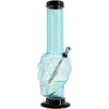 JM Plastics Acrylic Skull Chamber Bong in Light Blue, 12-15" Tall, Front View on White Background