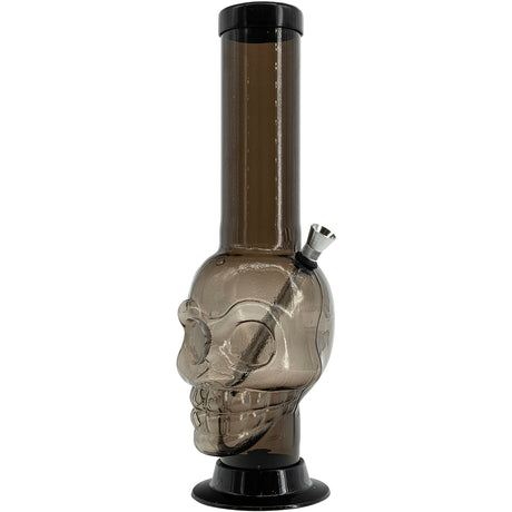 JM Plastics Acrylic Skull Chamber Bong in Black, 12-15 Inch Options, Front View on White Background