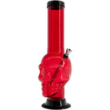 JM Plastics Acrylic Skull Chamber Bong in Red, 12-15 Inch Options, Side View on White Background