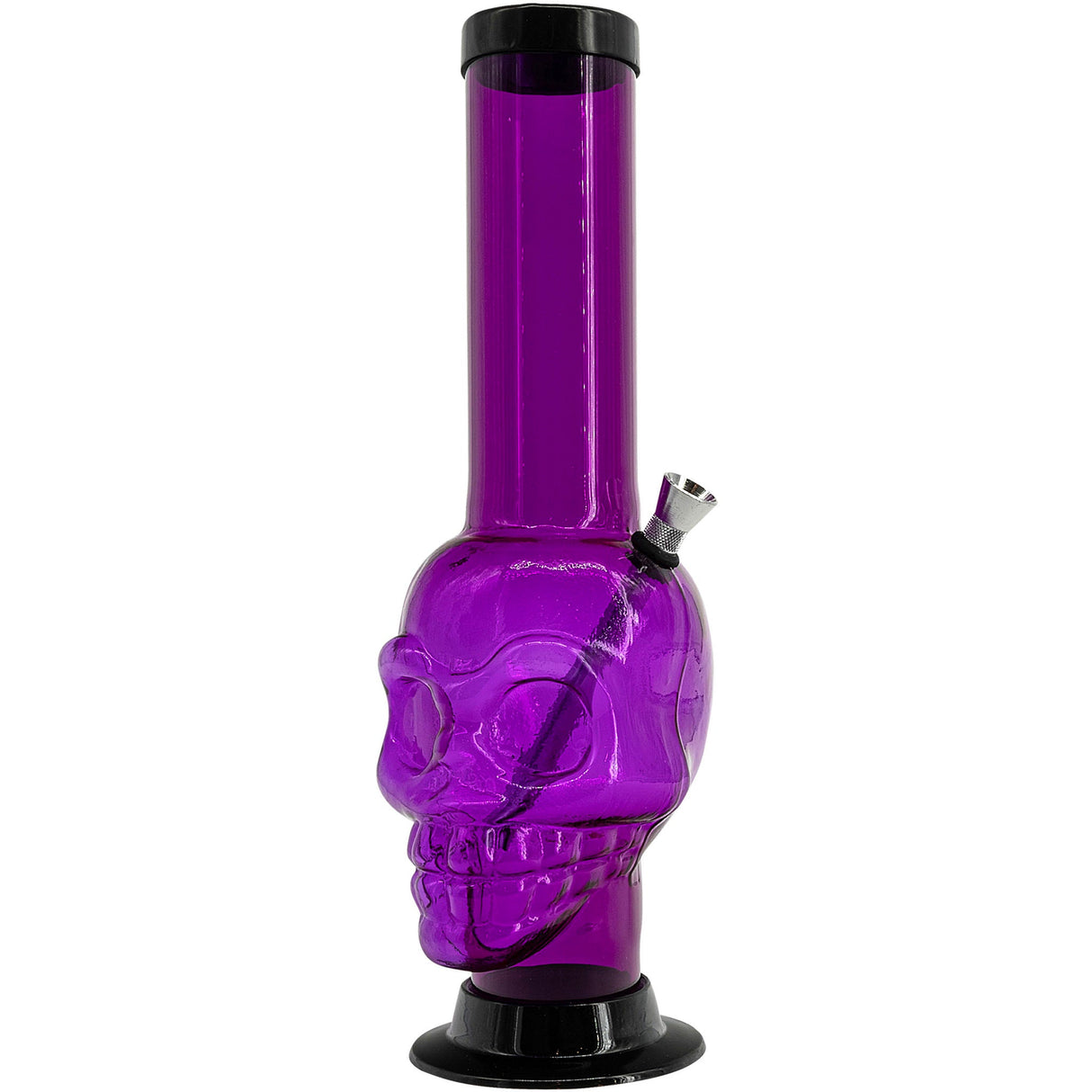 JM Plastics Acrylic Skull Chamber Bong in Purple, 12-15" Tall - Front View