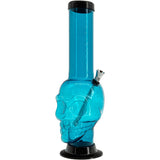 JM Plastics Acrylic Skull Chamber Bong in Ice Blue, 12-15" Tall with a Sturdy Base - Front View