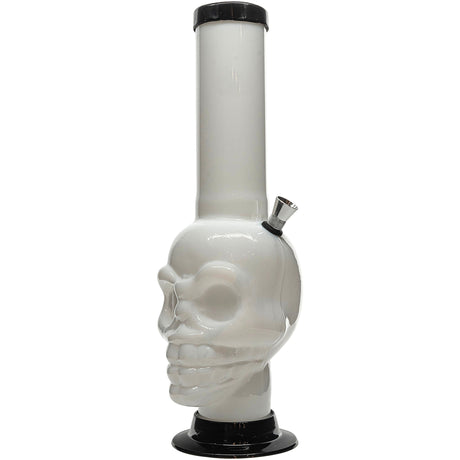 JM Plastics Acrylic Skull Chamber Bong in White, 12-15 Inch Options, Front View