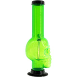 JM Plastics 12-15" Acrylic Skull Chamber Bong in Vibrant Green - Front View