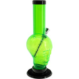 JM Plastics Acrylic Skull Chamber Bong in Vibrant Green, 12-15" Tall - Front View