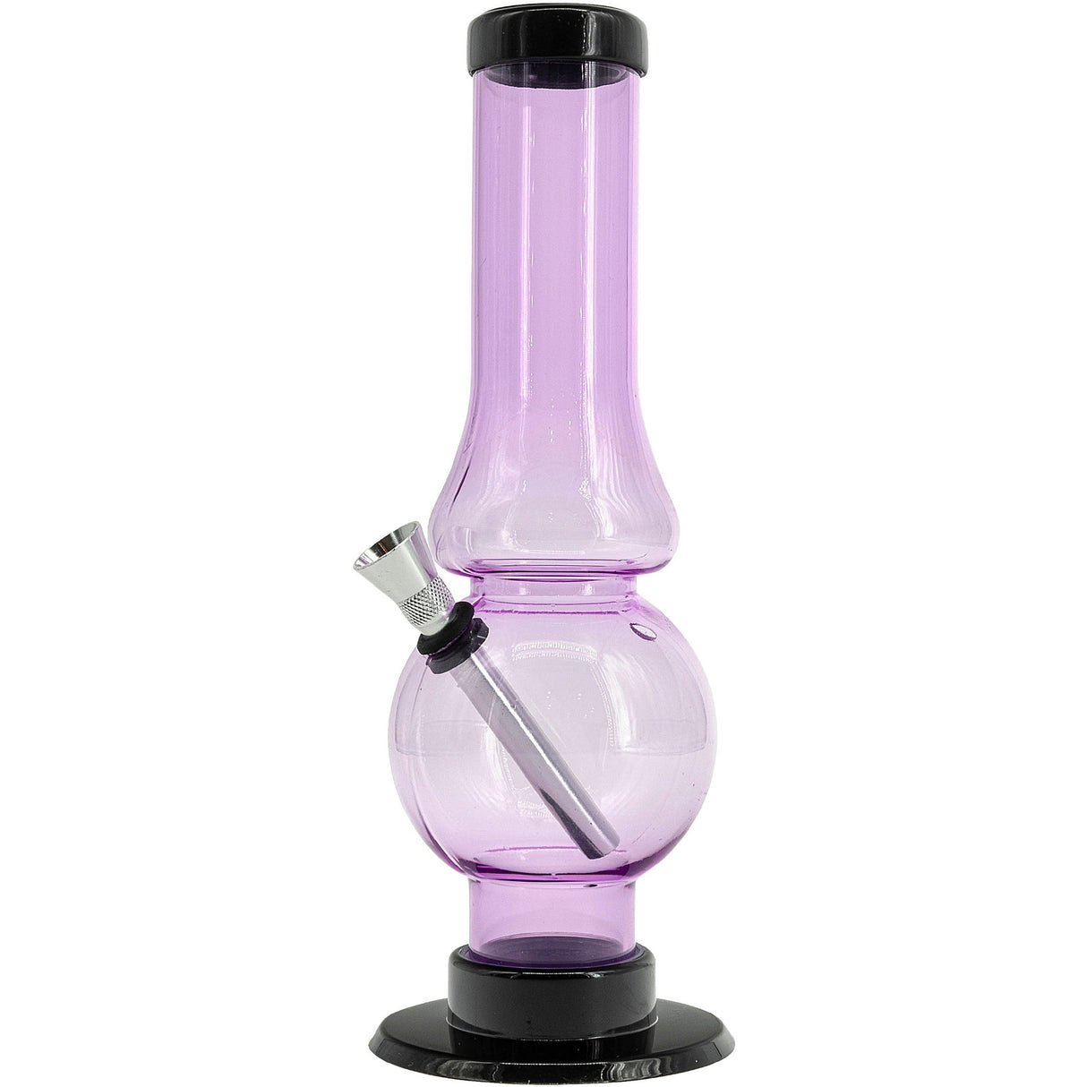 JM Plastics Acrylic Straight Tube Bubble Flare Bong in Pink, 6"-9" Options, Front View