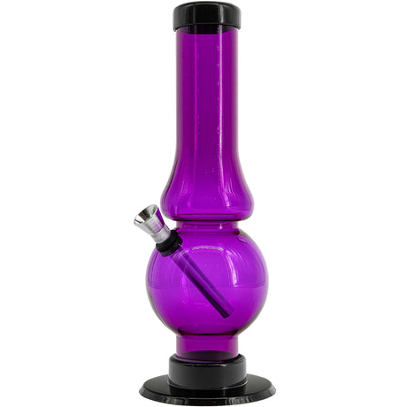 JM Plastics Acrylic Straight Tube Bubble Flare Bong in Purple, 6-9" Tall, Front View