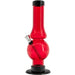 JM Plastics Acrylic Straight Tube Bubble Flare Bong in Red, 6-9" Tall, Front View