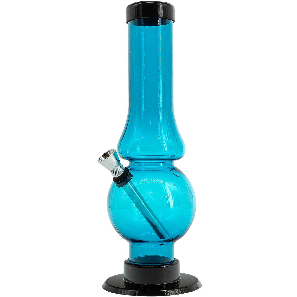 JM Plastics Acrylic Straight Tube Bubble Flare Bong in Ice Blue - Front View