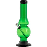 JM Plastics Acrylic Straight Tube Bubble Flare Bong in Green, 6-9" Tall, Front View