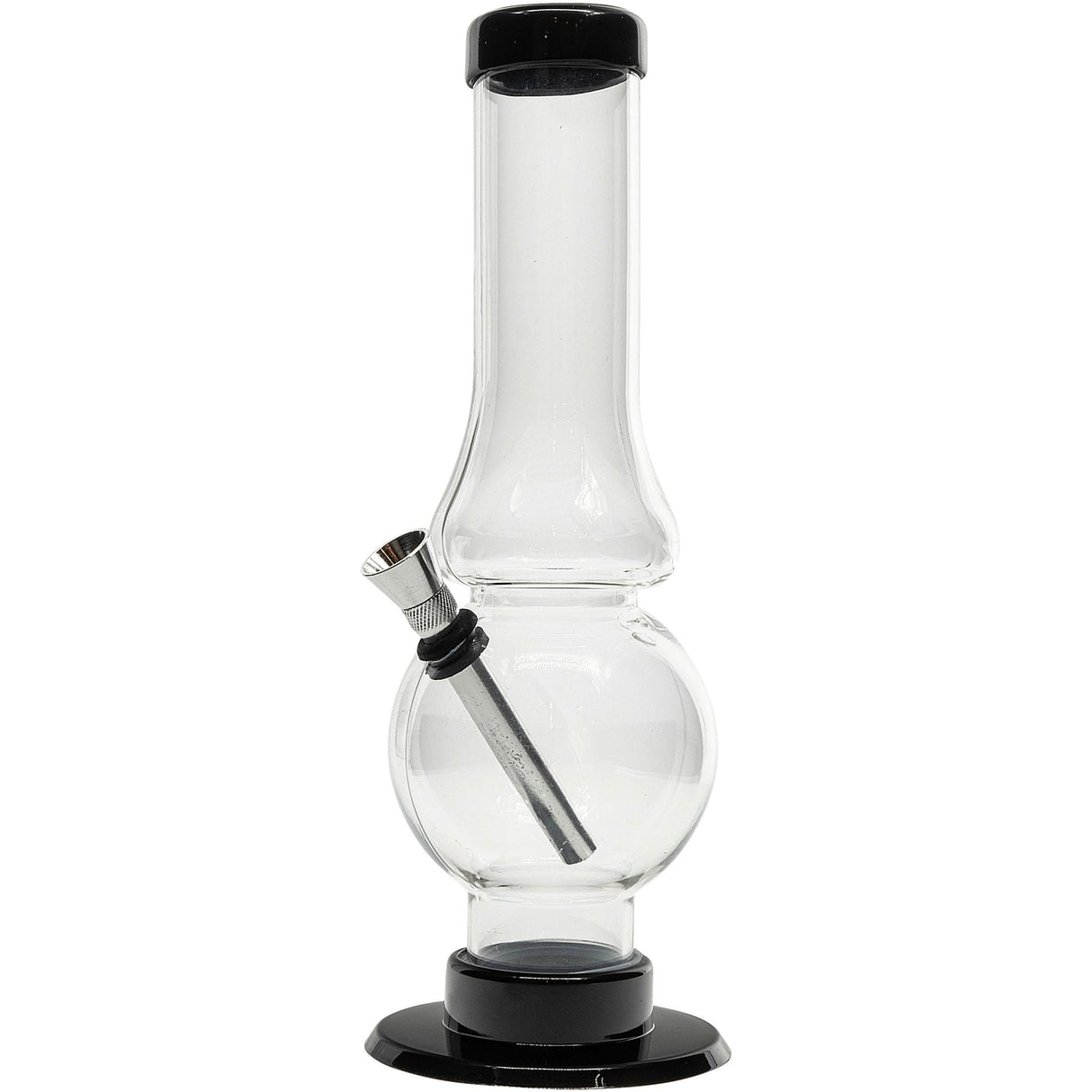 JM Plastics Acrylic Straight Tube Bubble Flare Bong in Grey, front view, easy to clean design