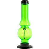 JM Plastics Acrylic Straight Tube Bubble Flare Bong in Neon Green - Front View