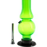 JM Plastics Acrylic Straight Tube Bubble Flare Bong in Vibrant Green, 6-9" Tall