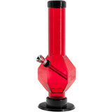 JM Plastics 9-12" Acrylic Diamond Bong in Red, Front View on White Background