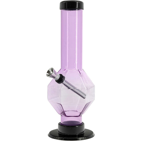 JM Plastics 9-12" Acrylic Diamond Bong in Pink - Front View on Seamless White Background