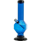 JM Plastics 9-12" Acrylic Diamond Bong in Blue, Front View with Sturdy Base