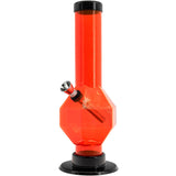 JM Plastics Acrylic Diamond Bong in Orange, 9-12" Tall, Front View on White Background