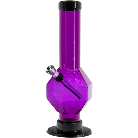 JM Plastics Acrylic Diamond Bong in Purple, 9-12 Inch Options, Front View on Seamless White Background