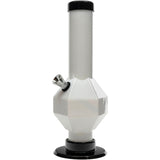 JM Plastics 9-12" Acrylic Diamond Bong in White - Front View with Sturdy Base