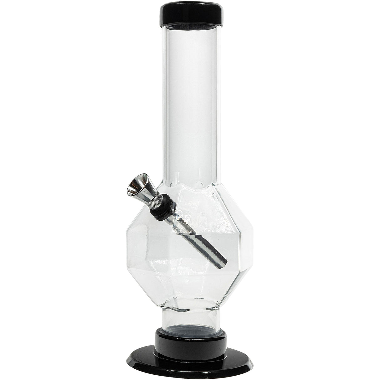 JM Plastics Acrylic Diamond Bong in Grey, Front View, Available in 9" and 12" Sizes