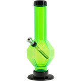 JM Plastics Acrylic Diamond Bong in Illuminati Green, 9-12 Inch Options, Front View on White Background