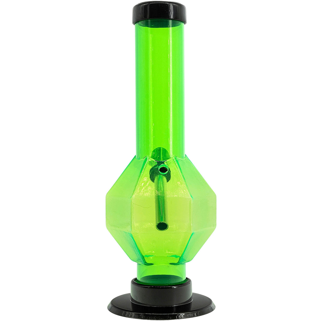 JM Plastics 9-12" Acrylic Diamond Bong in Vibrant Green - Front View