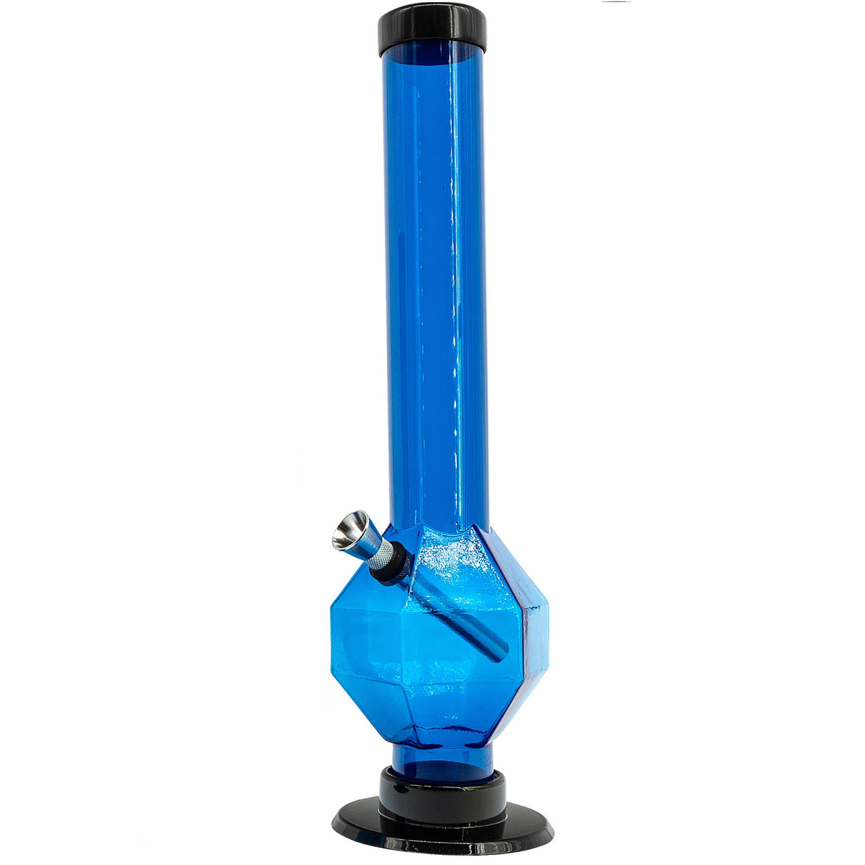 JM Plastics Acrylic Diamond Bong in Blue - Front View on White Background