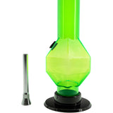 JM Plastics 9-12" Acrylic Diamond Bong in Vibrant Green with Metal Bowl - Front View