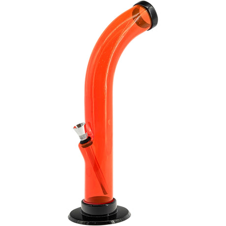 JM Plastics 10'' Acrylic Curved Tube Bong in Orange, Front View, Durable Water Pipe