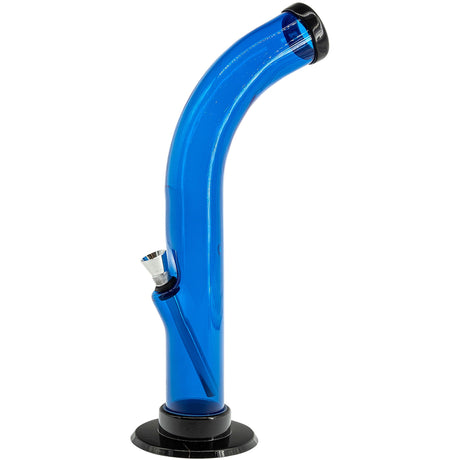 JM Plastics 10'' Acrylic Curved Tube Bong in Blue - Side View on White Background