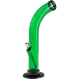 JM Plastics 10'' Acrylic Curved Tube Bong in Green, Side View on White Background