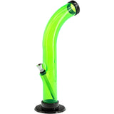 JM Plastics 10'' Acrylic Curved Tube Bong in Vibrant Green - Front View on White Background