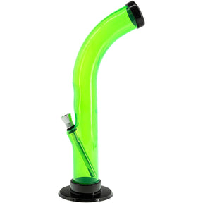 JM Plastics 10'' Acrylic Curved Tube Bong in Illuminati Green with Black Base - Side View