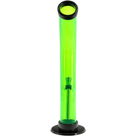 JM Plastics 10'' Green Acrylic Curved Tube Bong Front View on White Background