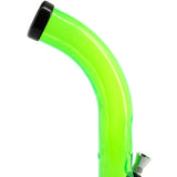 JM Plastics 10'' Acrylic Curved Tube Bong in Vibrant Green - Side View with Metal Bowl