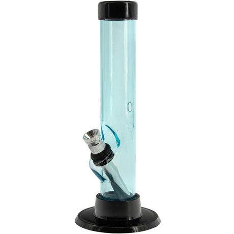 JM Plastics 6" Acrylic Straight Tube Bong in Light Blue - Side View on White Background