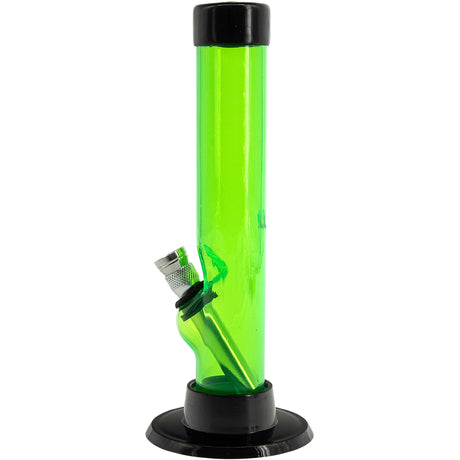 JM Plastics 6" Acrylic Straight Tube Bong in Vibrant Green - Front View