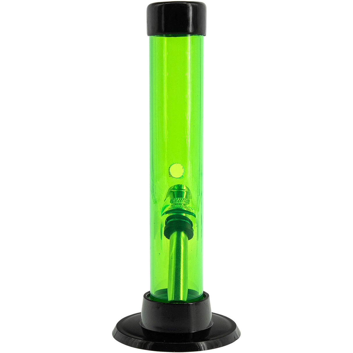 JM Plastics 6" Acrylic Straight Tube Bong in Vibrant Green - Front View on White Background