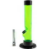 JM Plastics 6" Acrylic Straight Tube Bong in Vibrant Green with Removable Base and Bowl