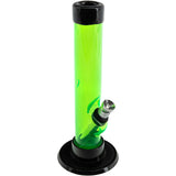 JM Plastics 6" Acrylic Straight Tube Bong in Vibrant Green - Angled Side View