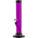 Vibrant purple JM Plastics Acrylic Straight Tube Bong, 12" tall, front view on white background