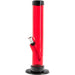 JM Plastics Acrylic Straight Tube Bong in Red, 12" Tall Variant, Front View on White Background