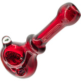 Chris Lezak Fire Red Rainbow Reversal Glass Spoon Pipe, Heady Borosilicate Handpipe, Top View