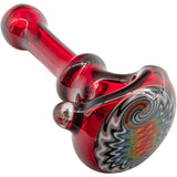 Fire Red Rainbow Reversal Glass Spoon Pipe by Chris Lezak with vibrant swirl patterns