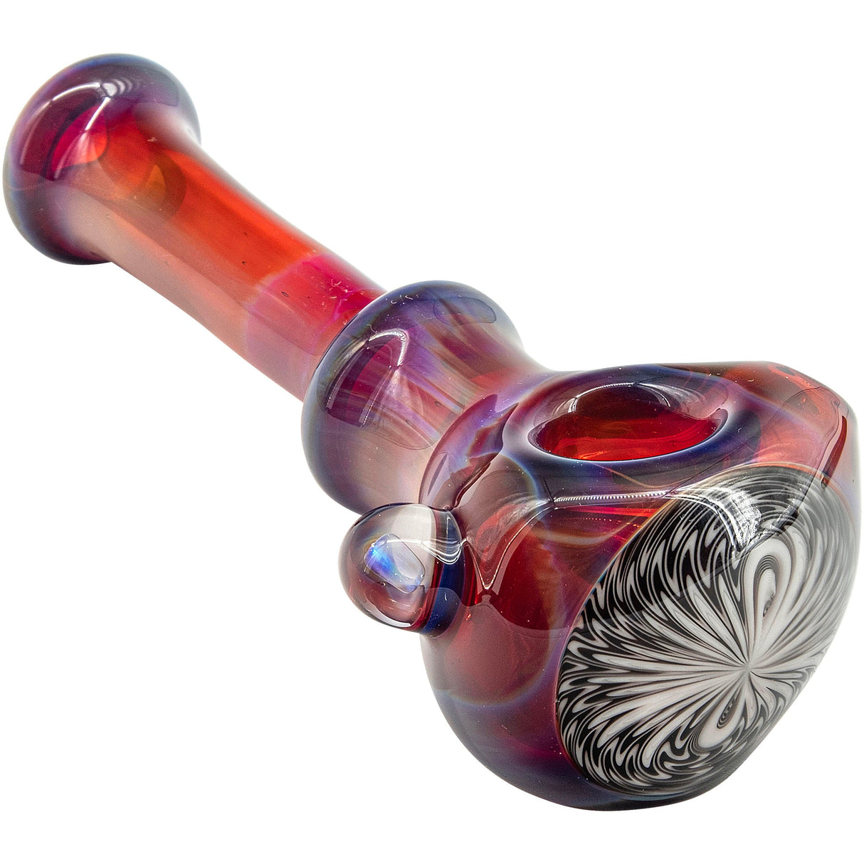 Chris Lezak Black and White Reversal Glass Spoon Pipe with Heady Borosilicate Design